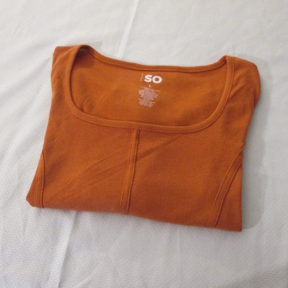 🧡 SO CINNAMON LONG SLEEVE SEAMED TOP – SIZE L - Picture 9 of 9